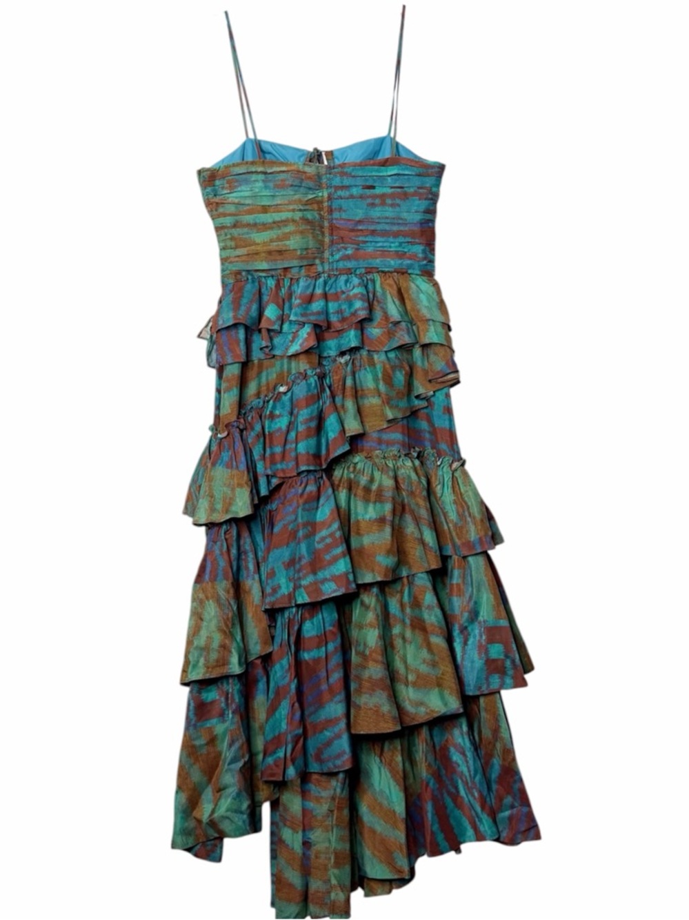 Ulla Johnson Zenat Runway Silk Ikat Tiered Halter Dress Emerald Size 6 - Picture 6 of 17